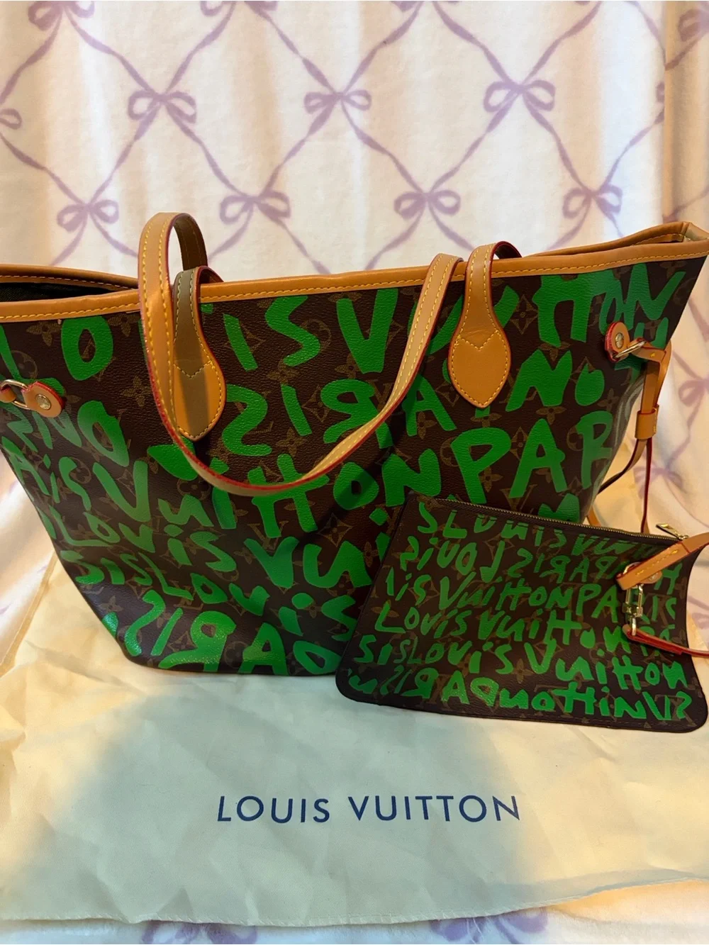 Green Graffiti Canvas Tote Bag